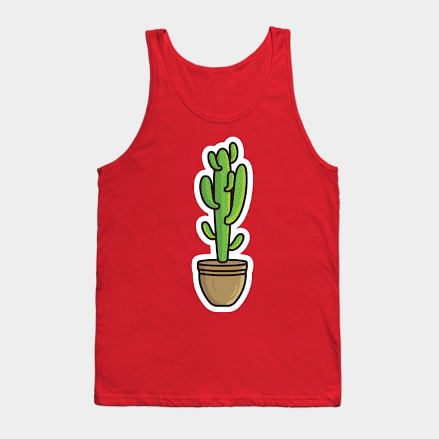 Green Cactus Plant In Vase Sticker vector illustration. Healthcare and Nature object icon concept. desert green cactus plant vector sticker design. Home plant cactus symbol graphic design. Tank Top by AlviStudio